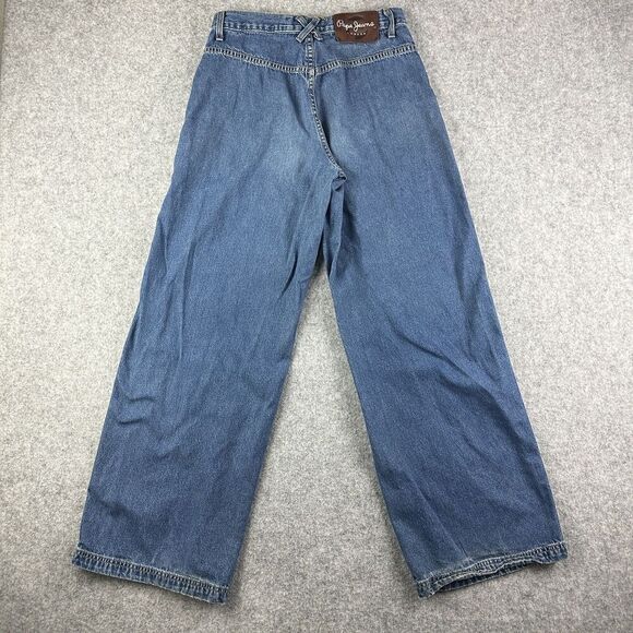 VTG Pepe Bareback Jeans Womens 29 Wide Leg High Rise 90s Y2K Grunge Made in USA* - Picture 5 of 16